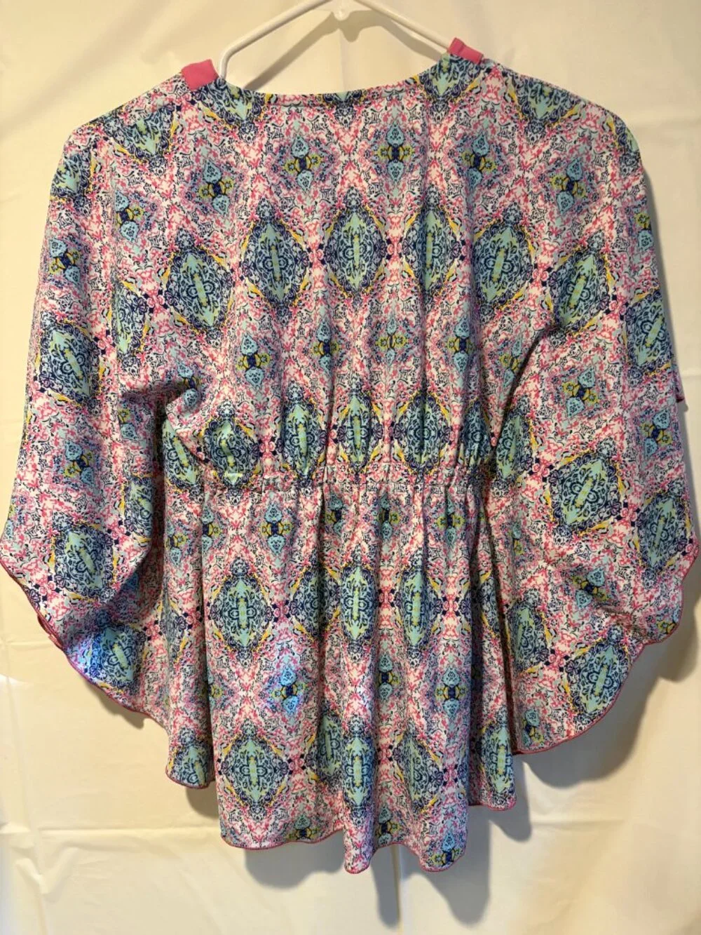Girls Cabana Life Size 6X V-Neck Poncho Caftan Style Swim Cover Up